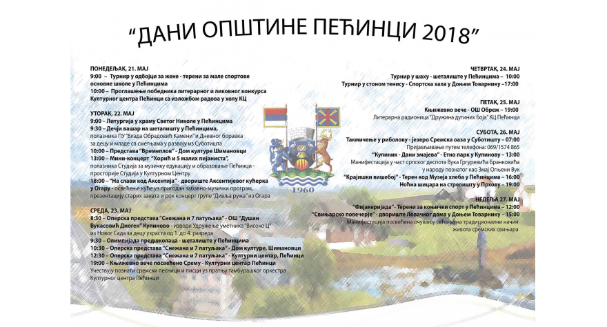 Сутра почињу Дани општине Пећинци