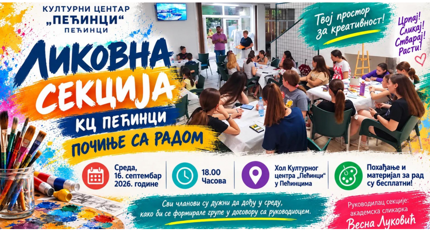 Sutra počinje sa radom Likovna sekcija KCP